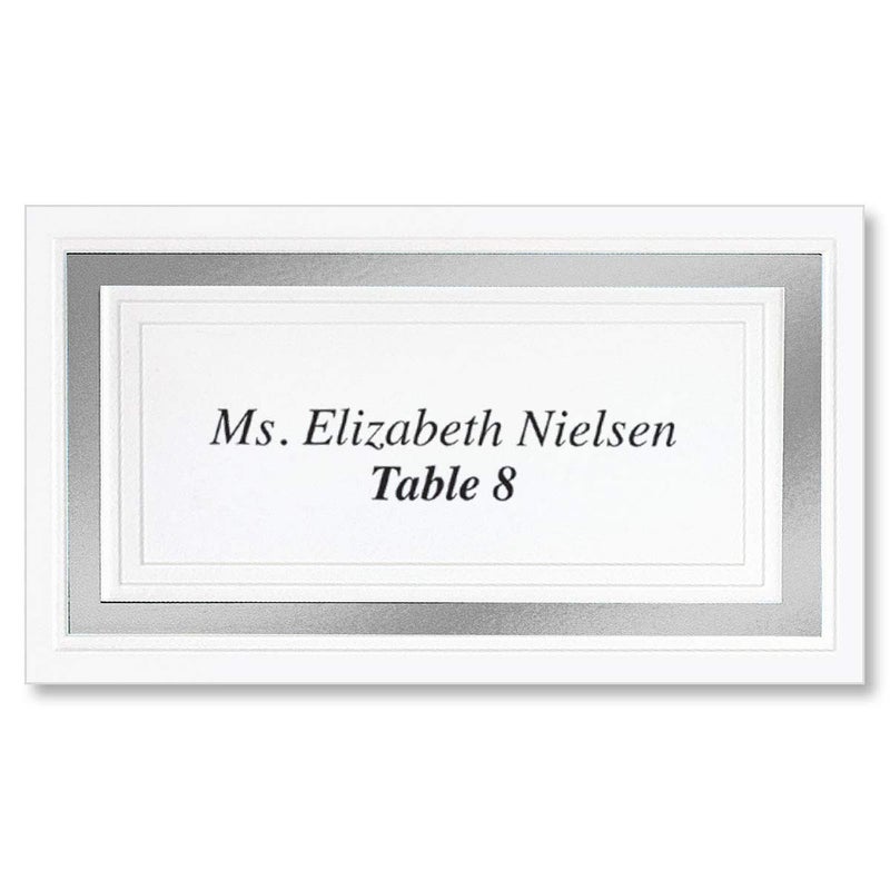 PaperDirect White 65lb Cover Stock Place Cards, Silver Foil Border, Micro-Perforated, 2" x 3 1/2", 200/box, Laser and Inkjet Compatible - Image 2